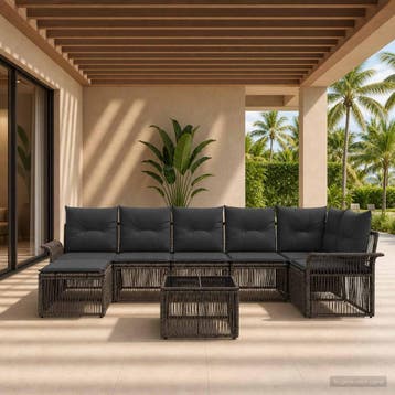 vidaXL Tuinbankenset 8 st Grijs poly rattan, Tuin en Terras, Verzenden, Nieuw, 8 zitplaatsen