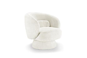 Fauteuil BOSSA NOVA 360° draaibaar bouclé wit - 43526, Huis en Inrichting, Ophalen of Verzenden, Nieuw