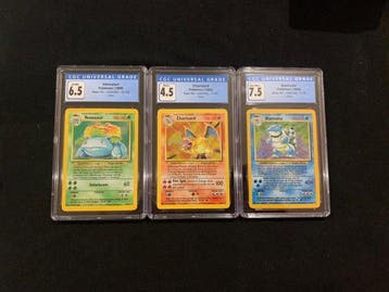 Pokémon - 3 Graded card - Charizard, Blastoise, Venusaur, Hobby en Vrije tijd, Nieuw