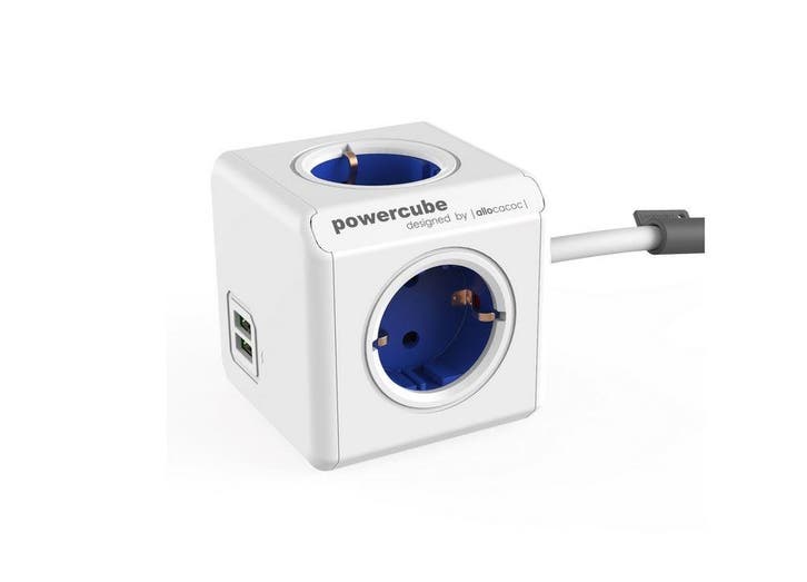 Allocacoc PowerCube Extended USB Blauw 1,5 Meter (FR), Computers en Software, Pc- en Netwerkkabels, Nieuw, Ophalen of Verzenden