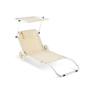 Ligbed Crete Beige Alu met wielen (Ligbed - Lounge), Tuin en Terras, Verzenden, Nieuw