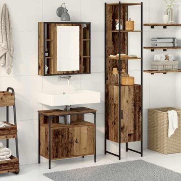 vidaXL Badkamermeubelset 3 st Oud Hout 33 x 33 x 185,5 cm, Verzenden, Nieuw, Overige typen
