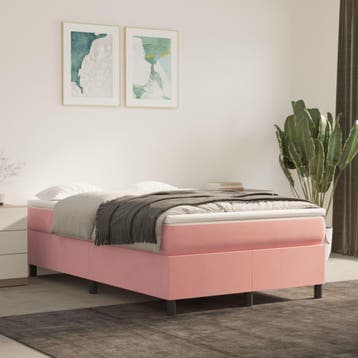 vidaXL Boxspring met matras fluweel roze 120x200 cm, Verzenden, Nieuw, Twijfelaar, 120 cm