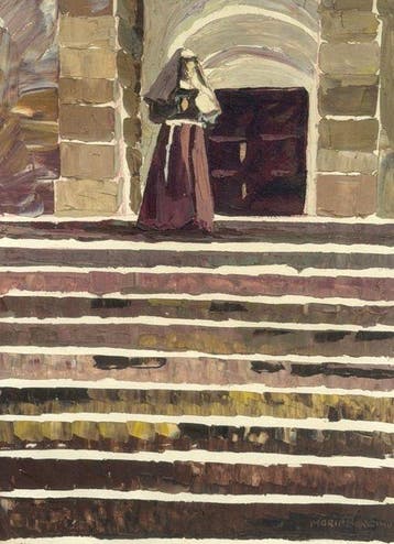 Mario Berrino (1920-2011) - Suora sulla scalinata