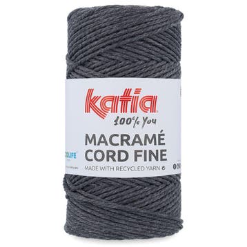 Katia Macramé Cord Fine - 202 Antraciet - Gerecycled Katoe, Ophalen of Verzenden, Nieuw