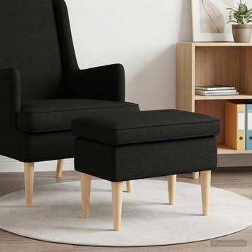 vidaXL Voetenbank Zwart 55 x 35 x 41 cm Stof, Huis en Inrichting, Stoelen, Verzenden, Nieuw, Zwart