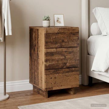 vidaXL Nachtkastje Oud hout 33,5 x 34,5 x 60 cm Bewerkt hout, Huis en Inrichting, Minder dan 45 cm, Verzenden, Nieuw, 55 tot 70 cm