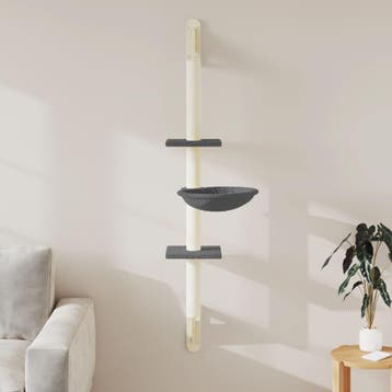 vidaXL Kattenmeubel wandgemonteerd met krabpaal 142,5 cm, Dieren en Toebehoren, Katten-accessoires, Verzenden, Nieuw