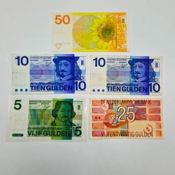 Nederland. - 5 Banknotes Gulden - Various Dates - PL83,