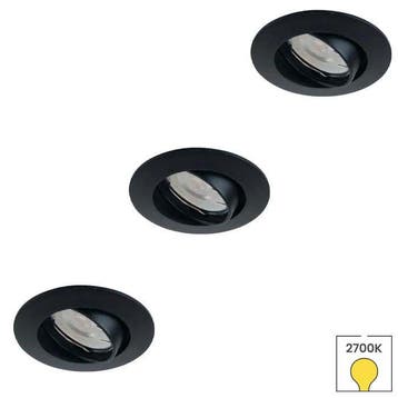 Set van 3 inbouwspots Lucca mini zwart + LED spots GU11, Verzenden, Nieuw, Overige typen