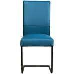 Set van 6 Leren eetkamerstoelen Remix - Hermes Turquoise, Huis en Inrichting, Stoelen, Ophalen of Verzenden, Nieuw, Leer, Vijf, Zes of meer stoelen