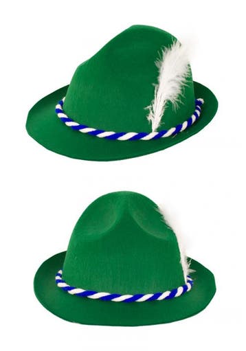 KIMU® Tiroler Hoed Groen Jagershoedje Oktoberfest Hoedje Tir, Ophalen of Verzenden, Nieuw, Feestartikel, Carnaval