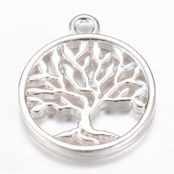 2 x Metalen Tree of Life bedeltje 18 x 15 x 2 mm – oogje.., Ophalen of Verzenden, Nieuw, Bedel