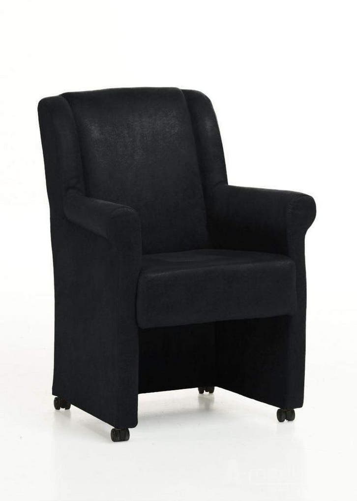 Eetkamerstoel Mandy met wielen - eetkamerstoelen - Zwart, Huis en Inrichting, Stoelen, Zwart, Nieuw, Stof