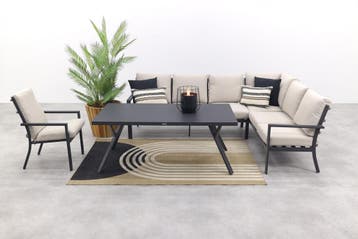 Sergio lounge dining set met stoel - Carbon/Desert - 3-delig, Verzenden, Nieuw, Overige materialen, Loungeset