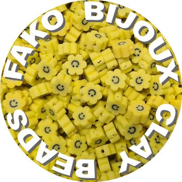 Fako Bijoux - Klei Kralen Bloem Smiley / Emoji Geel -, Verzenden, Nieuw