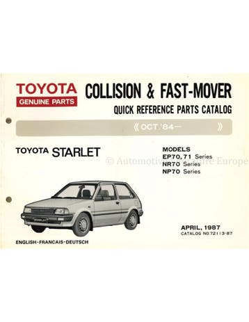 1987 TOYOTA STARLET SNEL ONDERDELENHANDBOEK ENGELS