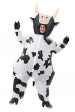 KIMU® Opblaas Kostuum Koe Opblaasbaar Pak Koeienpak Mascotte, Carnaval, Nieuw, Overige maten, Ophalen of Verzenden