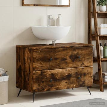 vidaXL Badkamer wastafelkast BREDA Gerookt eiken 82 x 41 x, Verzenden, Nieuw, Wastafelkast