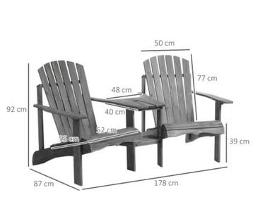 Tweepersoons Tuinstoel met Tafel en Parasolgat Grijs Hout, Verzenden, Nieuw, Hout, Eén