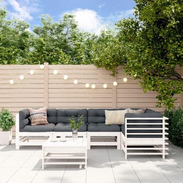 vidaXL 6-delige Loungeset massief grenenhout wit, Verzenden, Nieuw, 6 zitplaatsen, Loungeset