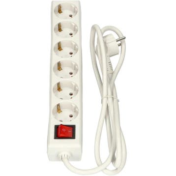 Selly 6x 230V Schakelaarcontactdoos met 1,5m Kabel Wit, Verzenden, Nieuw, Overige typen