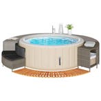 Hottub-ombouw poly rattan massief acaciahout grijs, Tuin en Terras, Verzenden, Nieuw