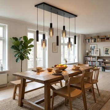 Moderne Hanglamp | Zwart | 3 x GU10 zwarte kokers, Ophalen of Verzenden, Nieuw, Metaal, Modern