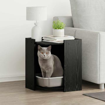 vidaXL Kattenbak Omheining Zwart eiken 42 x 42 x 51 cm, Verzenden, Nieuw