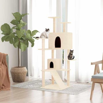 vidaXL Kattenmeubel met sisal krabpalen 153 cm crèmekleurig, Verzenden, Nieuw