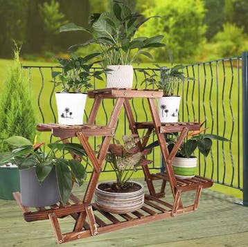 6-laags houten plantenrek voor binnen en buiten – bruin, Verzenden, Nieuw