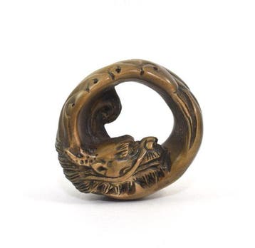 Netsuke van een opgerolde draak (Enryu) - Buxushout - Japan