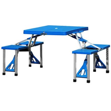 Campingtafel Blauw Zilver Aluminium Kunststof 137x85x65cm, Caravans en Kamperen, Verzenden, Nieuw