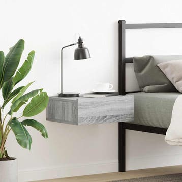 vidaXL Nachtkastje zwevend 40x30x15 cm bewerkt hout grijs, Minder dan 45 cm, Verzenden, Nieuw, Minder dan 55 cm