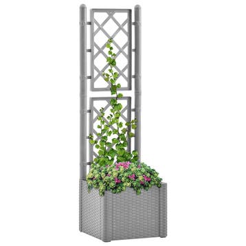 vidaXL Plantenbak verhoogd met latwerk en, Tuin en Terras, Bloembakken en Plantenbakken, Kunststof, Verzenden, Minder dan 60 cm