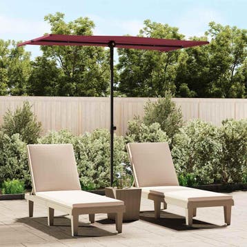 vidaXL Parasol met aluminium paal 180x110 cm bordeauxrood, Verzenden, Nieuw, 1 tot 2 meter