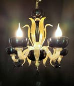 Kroonluchter - Glas - Kroonluchter met vijf lampen, Antiek en Kunst, Curiosa en Brocante