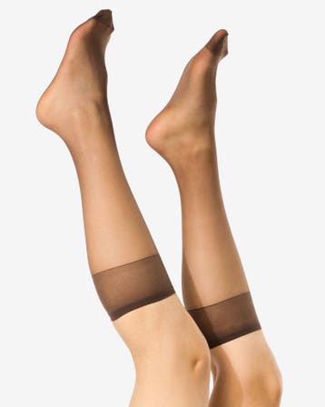 HEMA Kniekousen antiladder 15 denier mat - 2 paar bruin, Verzenden, Nieuw, Bruin