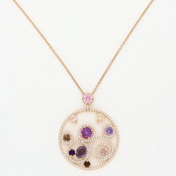 Ketting met hanger - 18 karaat Roségoud Diamant (Natuurlijk)
