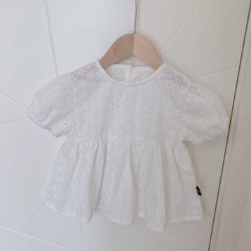 Zomerse Babydoll Blouse voor Meisjes met Broderie en Pufmouw, Verzenden, Nieuw