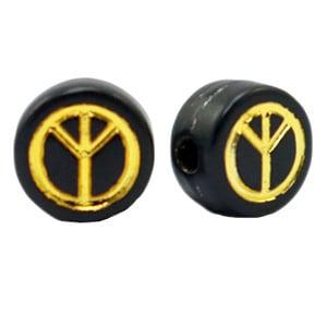 100 x Letterkralen van acryl peace Black-gold, Ophalen of Verzenden, Nieuw, Kraal