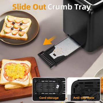 Broodrooster - Toaster - 2 sleuven - 750W - Zwart - Aigostar, Witgoed en Apparatuur, Verzenden, Zo goed als nieuw