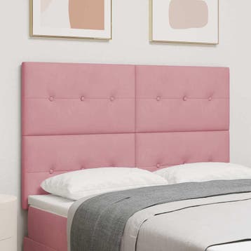 vidaXL LED Hoofdbord met LED-stripverlichting Roze 144 cm, Verzenden, Nieuw, Stof