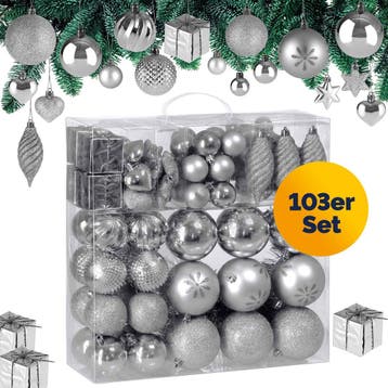 Kerstballen Zilver 103-delig (Kerst artikelen, Interieur), Verzenden, Nieuw