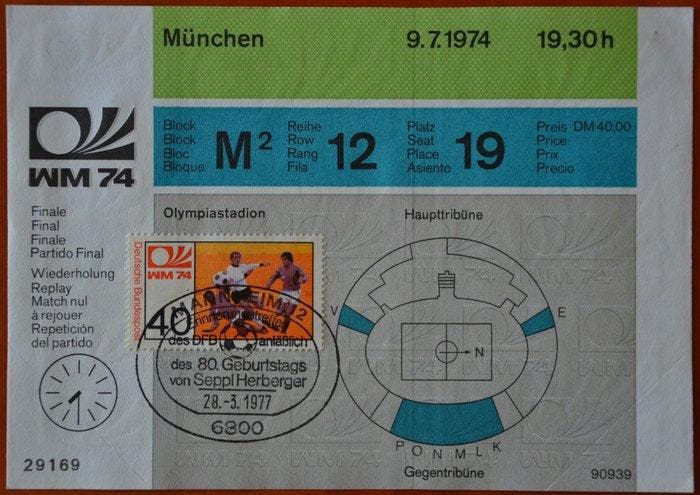 Wereldkampioenschap Voetbal - 1974 - Kaartje, Verzamelen, Overige Verzamelen