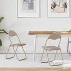 vidaXL Inklapbare stoel 2 pcs Zand 48 x 43,5 x 81 cm Nep, Huis en Inrichting, Stoelen, Verzenden, Nieuw