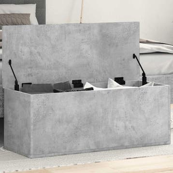 vidaXL Opbergbox 90x35x35 cm bewerkt hout betongrijs, Verzenden, Nieuw