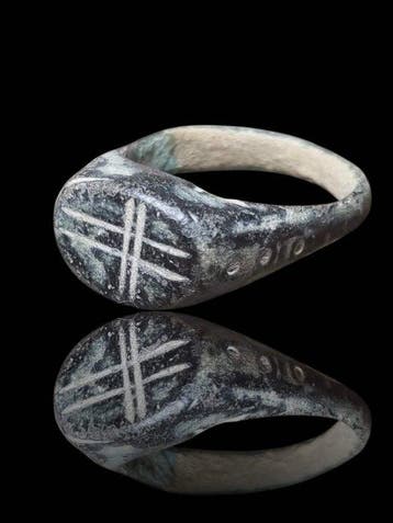Viking periode Brons, Rare & Interesting Seal Ring (Zonder, Sieraden, Tassen en Uiterlijk