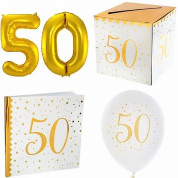 50 & Fabulous set goud met wit XL, Verzenden, Nieuw, Versiering, Abraham of Sarah