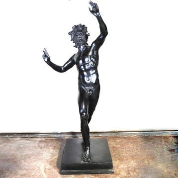 sculptuur, Il Fauno Danzante - 80 cm - gips, gepatineerd in